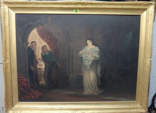 After H. Anelay, Scene from Macbeth, print with hand colouring, 54cm x 74cm.  I1