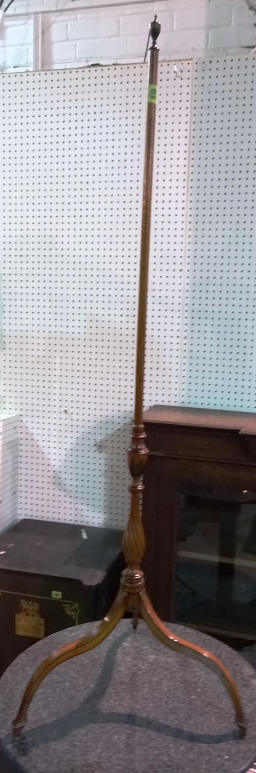 A Victorian satinwood pole screen base, 136cm high.   B6