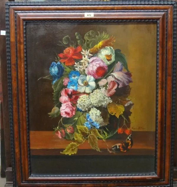 Firmin Lottin (20th century), Still life of flowers, oil on board, signed, 55cm x 45cm   I1