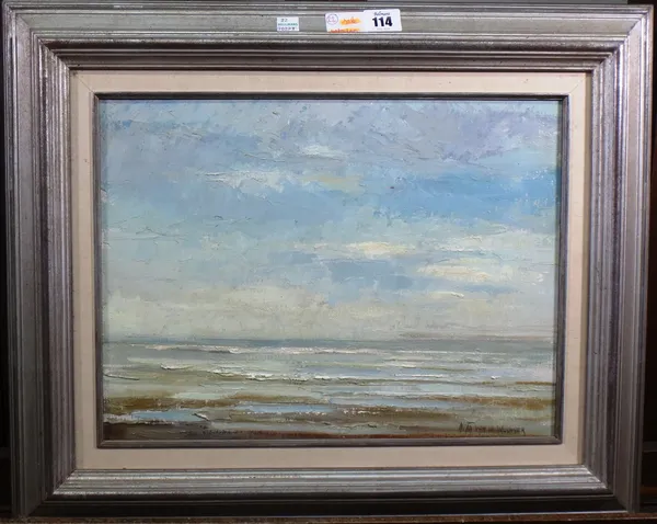 Nita van der Wouwer (20th century), Coastal scene, oil on canvas, signed, 29cm x 39cm.  J1