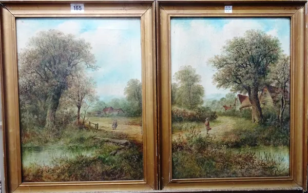 **Mellins (early 20th century), Country landscapes, a pair, oil on canvas, both signed, each 40cm x 320cm, (2)  G1