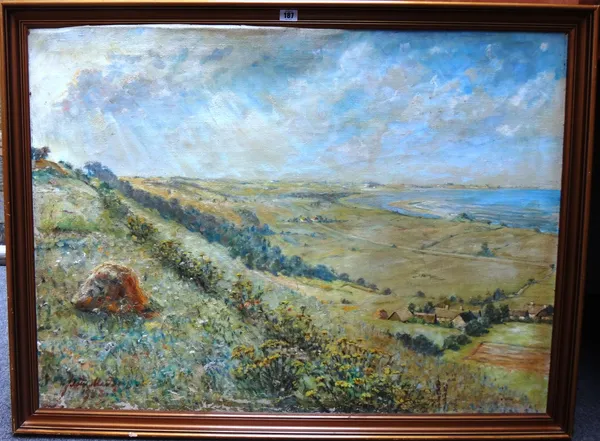 John Madison (20th century), Landscape near the coast, oil on canvas, signed and dated 1948, 70cm x 96cm.  F1