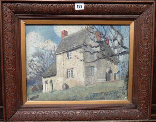 L. S. Hunter (early 20th century), House in the South of France, oil on canvasboard, signed on reverse, 29cm x 39cm.  G1
