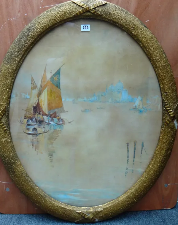 E** S** Arto (20th century), Fishing boats near San Giorgio Maggiore, Venice; Fishing boats near Santa Maria della Salute, Venice; a pair, watercolour