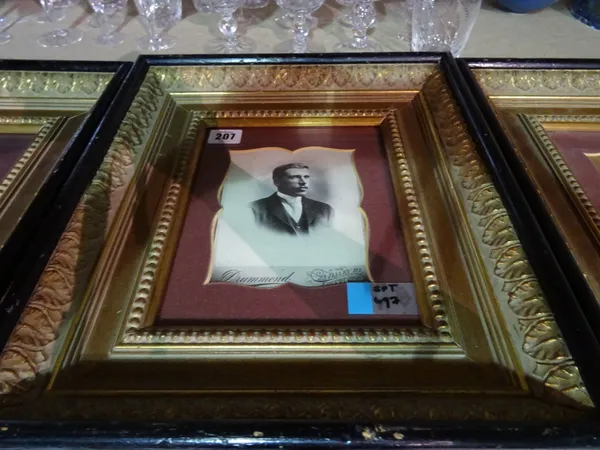 A group of three 20th century framed photographic portraits in ebonised frames with gilt slips, each 33cm x 27cm.  S3T