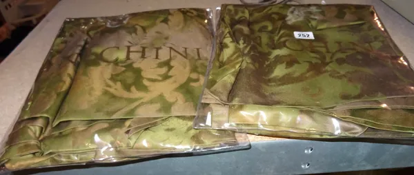 A set of Anichini olive green silk napkins.  E2