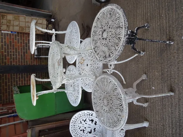 Garden furniture, comprising; a group of six 20th century aluminium garden tables of various sizes, (6).  OUT