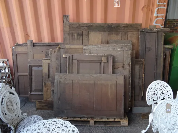 A large quantity of 19th century and later oak panelling of various sizes, (qty). OUT