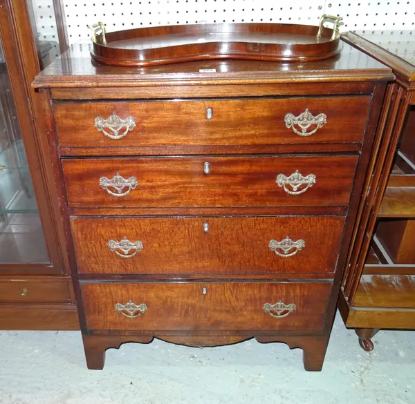 A 19th century mahogany chest of four long graduated drawers on ogee bracket feet, 69cm wide x 82cm high.   A8