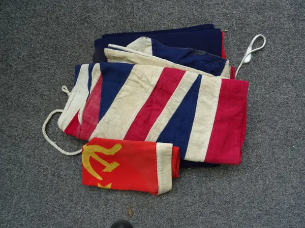 A quantity of International flags, 20th century, varying sizes, including; St Patrick's flag (180cm wide), Chinese Republic National flag (180cm wide)