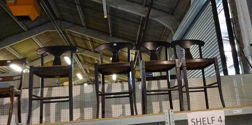 A set of four 20th century black painted high stools with circular seats, (4).  BAY 3