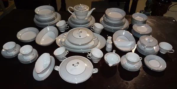 Ceramics, including; an extensive Noritake white and grey dinner and tea service, (qty).  L2
