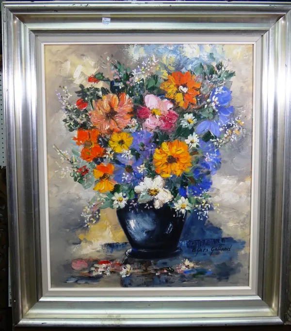 Agnes Galland (b.1942), Floral still life, oil on canvas, signed, 58.5cm x 48.5cm.  L1