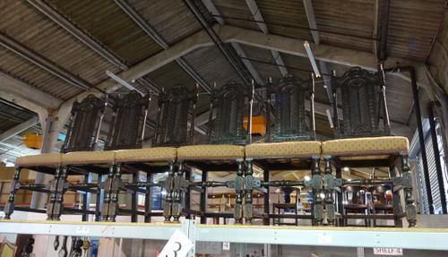 A set of six 18th century style high back dining chairs, with carved backs, (6).  BAY 2