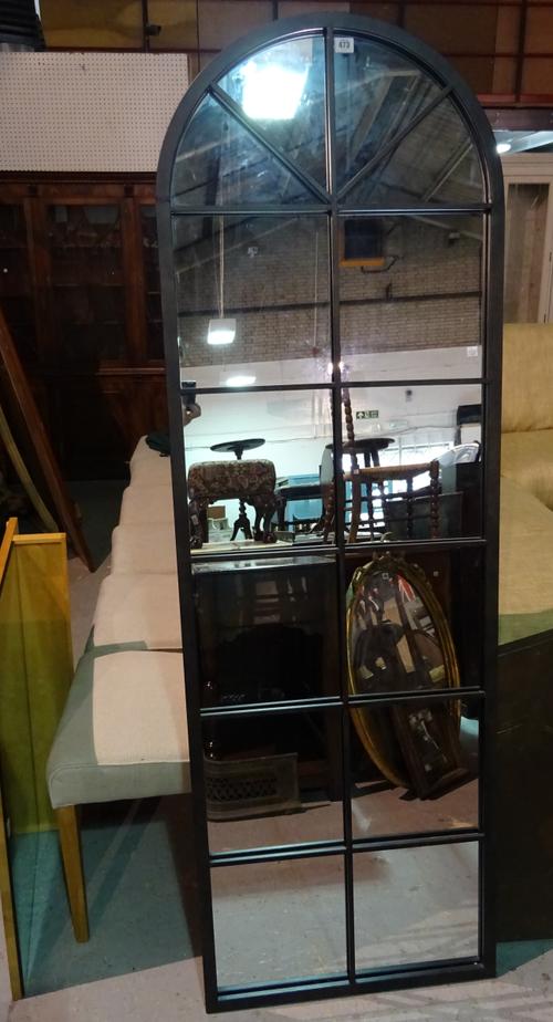 A 20th century marginal arch top mirror, 59cm wide x 189cm high. G10