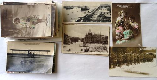 POSTCARDS - Sentimental, Greetings & Humour, with a few Great Britain & Foreign; includes India, Suez Canal & WW1 soldiers, Liphook, 1914. approx.120.