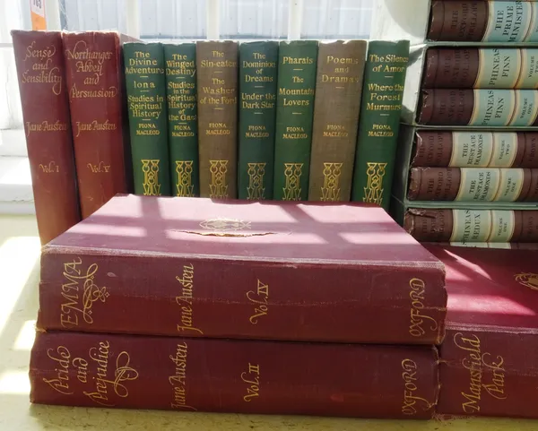 AUSTEN (J.)  Clarendon Press Edition, 5 vols. (edited by R.W. Chapman). plates & other illus., gilt maroon cloth. 1926;  together with  the Works of '