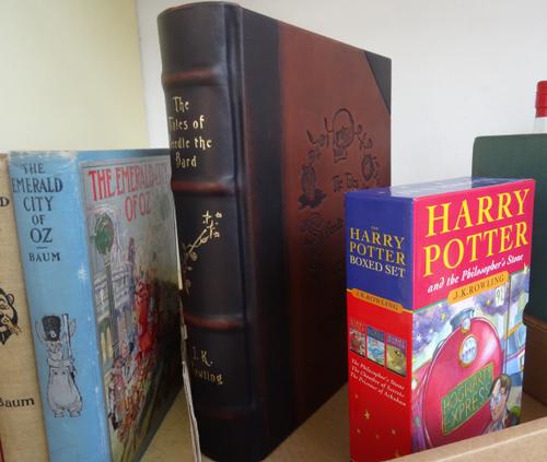 ROWLING (J.K.)  The Tales of Beedle the Bard  . . .  Amazon Edition. text decorations & other illus.; imitation morocco with metal embellishments, mar