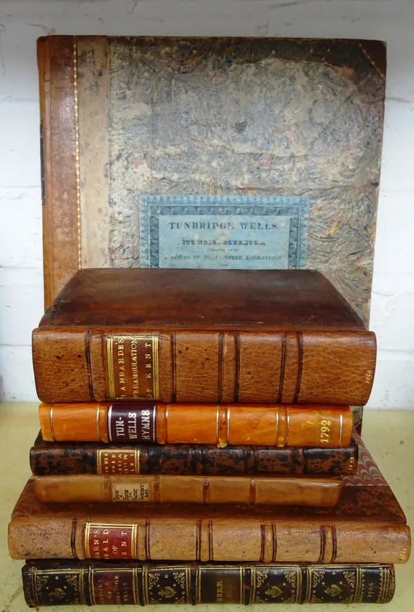 KENT ANTIQUARIAN MISCELLANY - includes Dearn's Weald of Kent (Cranbrook, 1814); Burr's History of Tunbridge Wells (1766) & Lambarde's Kent (1656).