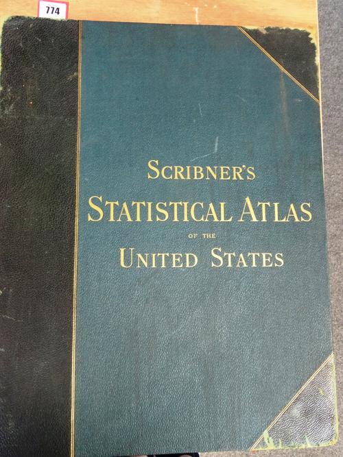 SCRIBNER'S STATISTICAL ATLAS of the UNITED STATES    . . .  by Fletcher W. Hewes and Henry Gannett. very many maps & diagrams (mostly coloured & num.