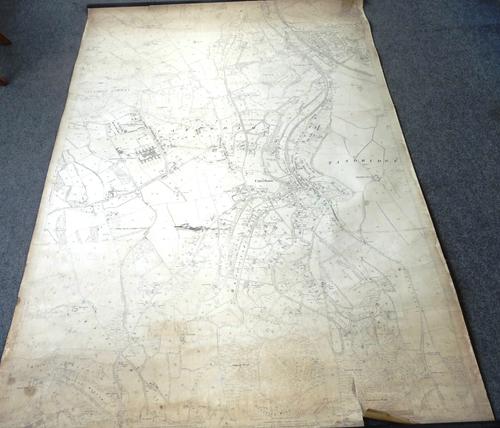 ORDNANCE SURVEY - Caterham & District; 25 inch to mile, sheet XXVII. 10; 220 x 144cms., linen backed on wooden rollers, revised 1895 (reprinted 1898).