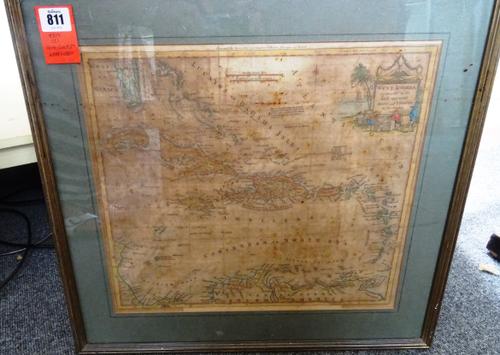 Thos. CONDER - West Indies, agreeable to the most approved maps and charts. 39 x 39cms. within mount, hand-coloured, pictorial engraved title, 1779.