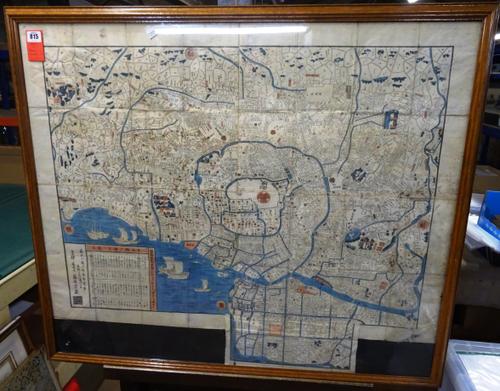 TOKYO (EDO) - Plan of the City, 80 x 95cms., (full-sheet), hand-coloured, reference key inset, (? Tokyo, 1845)
