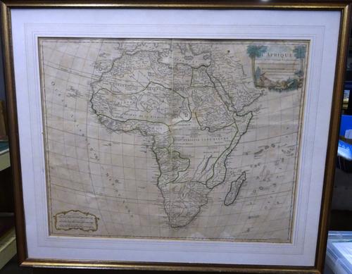 Robert de VAUGONDY - L'Afrique  . . .  47 x 59cms., within mount, hand-coloured in outline, pictorial engraved title, engraved scale bars, Paris, 1756