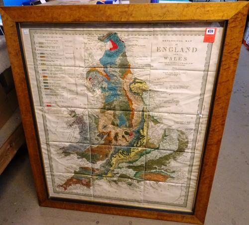 Roderick Impey MURCHISON - Geological Map of England and Wales  . . .  103 x 89cms. (full-sheet within frame), lithographed & hand-coloured, engraved