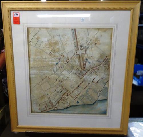 CHELSEA - a sheet from Richard Horwood's Plan of the Cities of London and Westminster  . . .  56 x 51cms., within mount, hand-coloured, scale - 26 inc