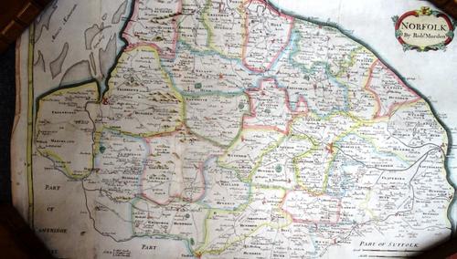 Robert MORDEN - Norfolk, 39 x 61cms., hand-coloured, (?1695);  John CARY - A New Map of Norfolk  . . .  53 x 63cms., hand-coloured. 1811,loose sheets;
