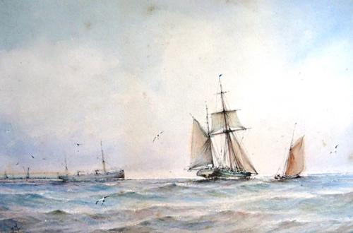 Albert Ernest Markes (1865-1901), An Extensive Coastal View; Breakers on the Shore, two watercolours, both signed, the larger 15cm x 36cm; together wi