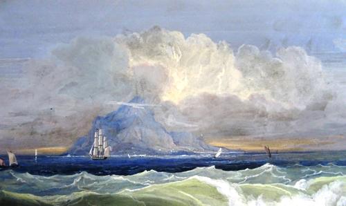 A group of seven 19th century watercolour seascapes and marine subjects, including two attributed to Myles Birket Foster, with a further chromolithogr