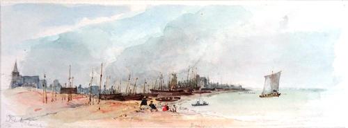 A group of seven 19th century watercolour coastal and marine views, including a view of Walmer and works in the style of Charles Landseer and David Co