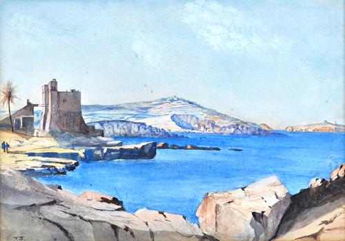 A group of three watercolours of Continental landscapes, including one attributed to Hercules Brabazon Brabazon,all unframed, various sizes, (3). Illu