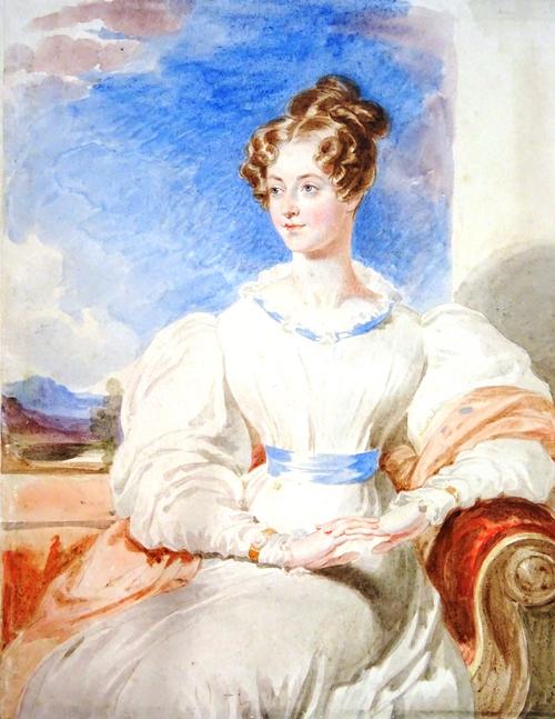 A group of four watercolours of portrait and figurative subjects, including one signed Clark Stanton, a portrait in the manner of Lawrence, a watercol