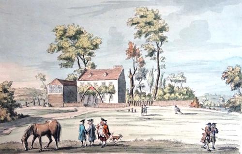 A group of assorted mainly 19th century watercolours and drawings, including town and village scenes, a view of Mermaid Street, Rye; a village scene w