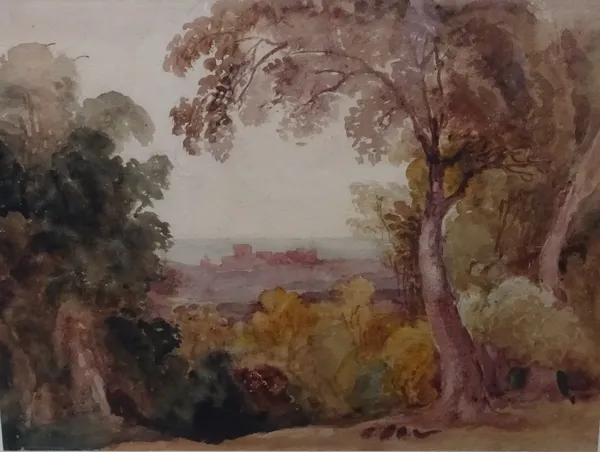 Attributed to Peter de Wint (1784-1849), Windsor Castle from the Great Park, watercolour, 23cm x 32cm.; together with a view of Conisborough Castle an