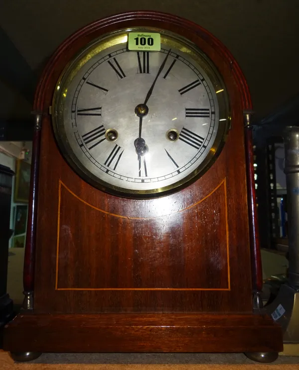 An Edwardian English cased eight day mantel clock, with a German movement.    S3T