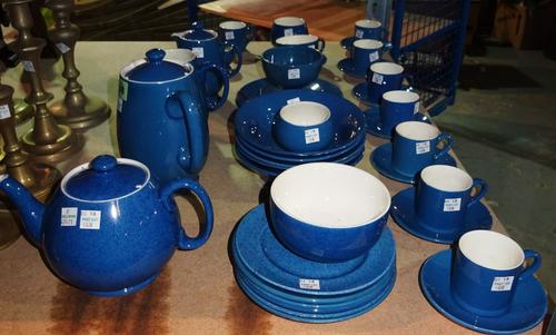 A Moorcroft Everyday Baxter blue coffee service, approx six place settings, including plates etc, (qty).    S3M