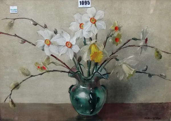 Arthur W Gay (1901-1958), Still life of Narcissi, watercolour, signed, 34cm x 48cm. DDS