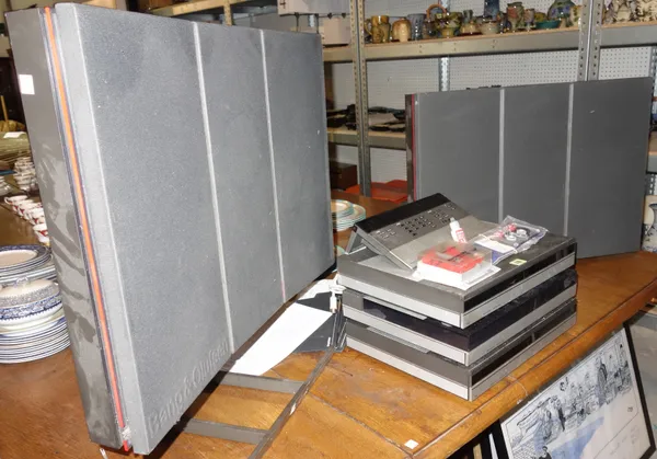 Bang and Olufsen, comprising; a pair of Red Line 140 speakers, Beocord 5000, Beocord 5005, Beomaster 500 and remote.  BAY3
