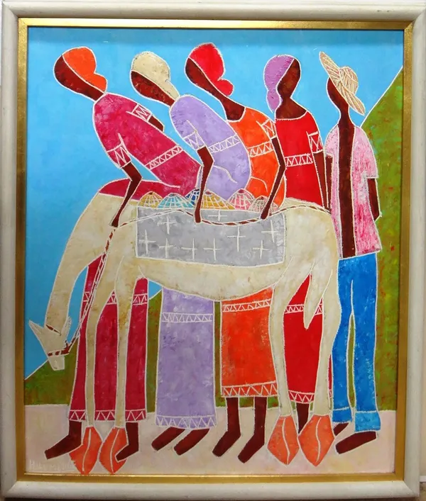 Hilome Jose (20th century), Native scene, oil on canvas, signed, 60cm x 49cm.    H1