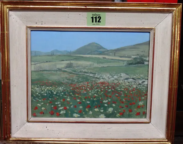 Christopher Miers (b.1941), Poppies on Paros, oil on board, signed, 15.5cm x 20cm.   H1