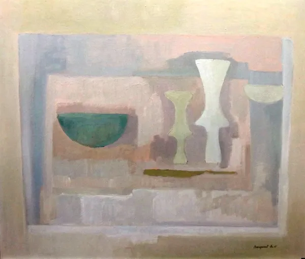 Margaret Firth (1898-1991), Pale still life, oil on board, signed, 54cm x 64cm.Exhibited: Retrospective exhibition 1977. DDS