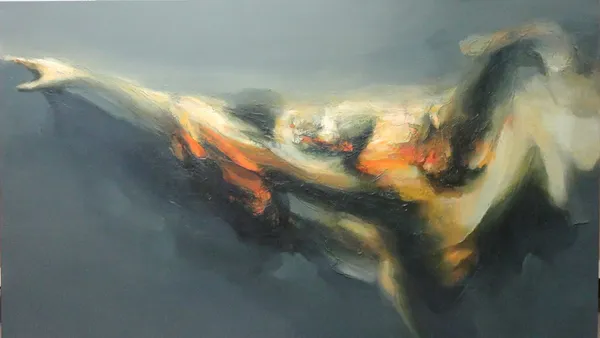 Zil Hoque (b.1962), Axis I, oil on canvas, signed, inscribed and dated 1999 on reverse, 123cm x 213cm. DDS