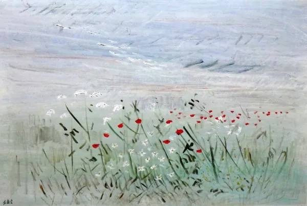 Elinor Bellingham-Smith (1906-1988), Meadow, oil on canvas, signed with initials, 50cm x 75cm. DDS