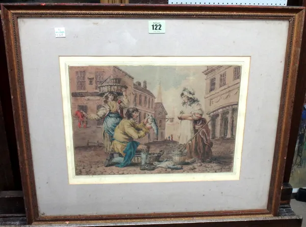English School (19th century), The Fish seller, watercolour, 23cm x 33cm.    H1