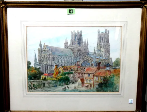 Henry Edward Tidmarsh (fl.1880-1927), Ely Cathedral, watercolour, signed and inscribed, 27cm x 38.5cm.    G1