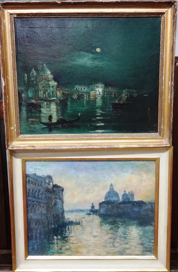 Giori Elio (20th century), Luci Sulla Laguna, Venice, oil on canvas, signed, inscribed on reverse, 37cm x 46cm.; together with a further oil by anothe
